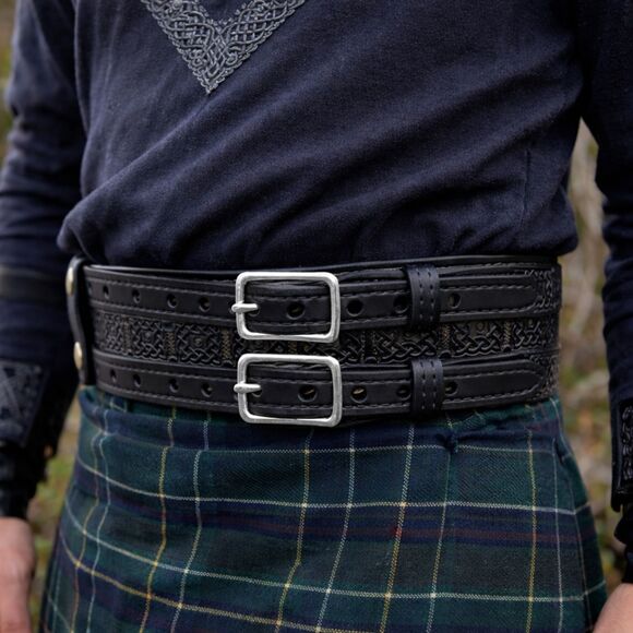 Holy Heck USA Full Grain Leather Double Buckle Kilt Belt 2.5